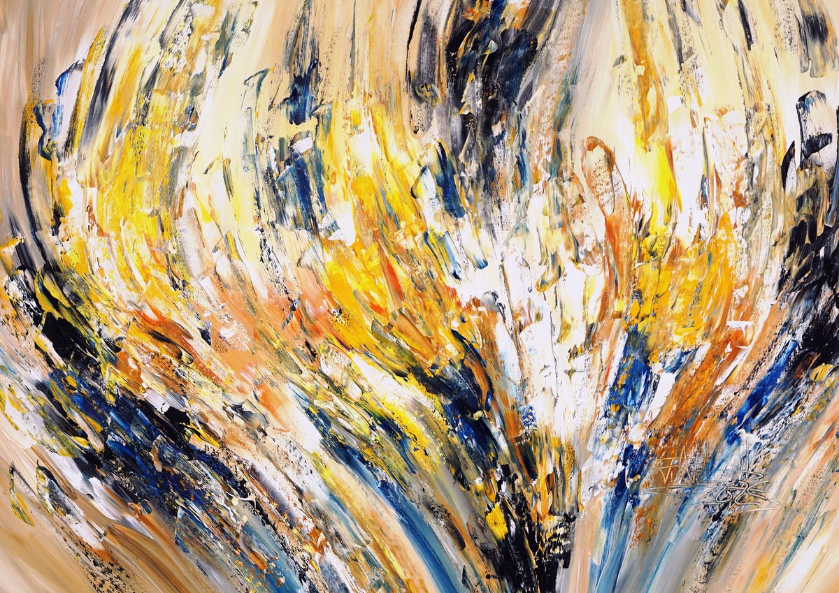 Abstract Acrylic Painting By Peter Nottrott, 47 X 33", Nature Experience M 1, Original Artwork