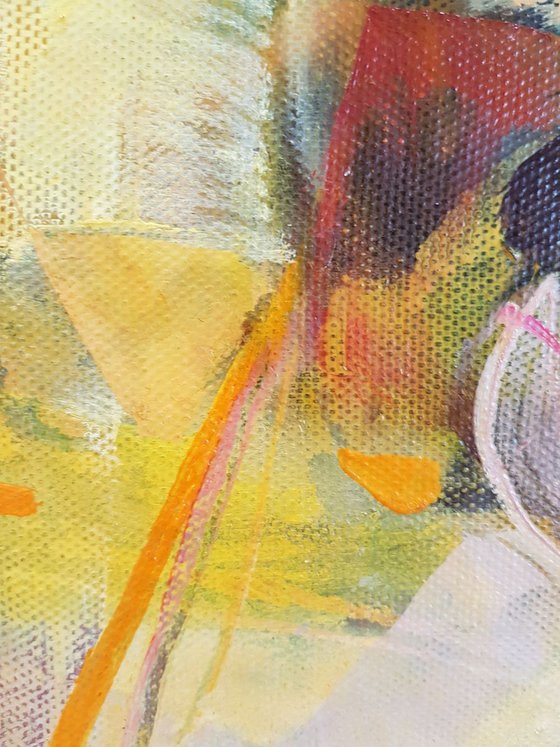 Abstract brown, woman oil painting