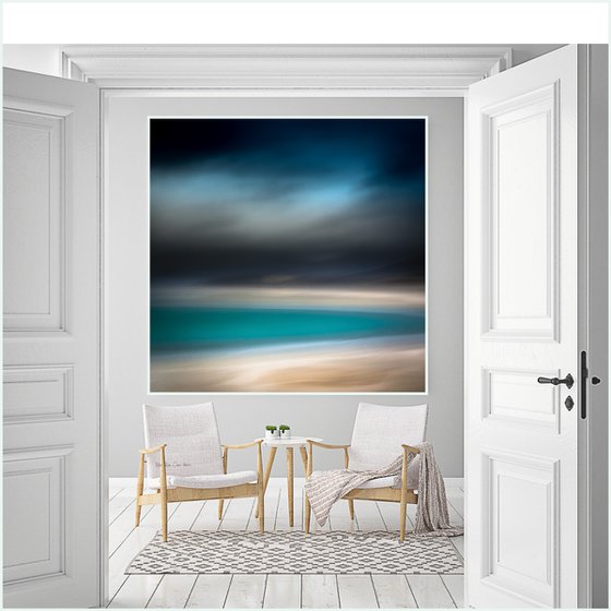 Blue Rain Over Harris - Extra large canvas teal abstract