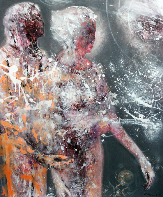 LARGE BEAUTIFUL LOVE COUPLE ANCESTRAL WEDDING COSMIC ADAM AND EVE BODIES LIKE STAR DUST BY KLOSKA