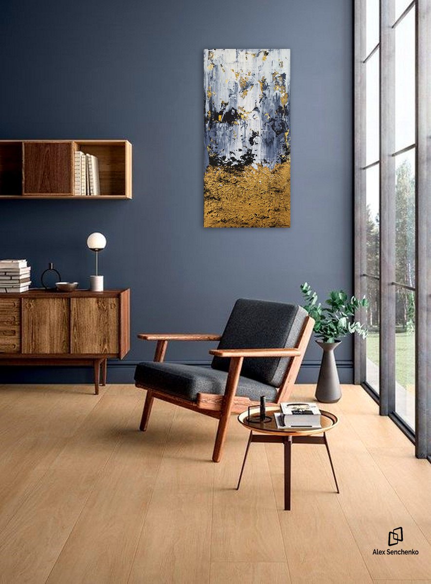 Abstract Acrylic Painting By Alex Senchenko, 20 X 39, Abstract 22122, Original Artwork