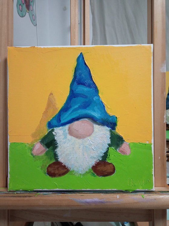 Still life with a stuffed toy gnome