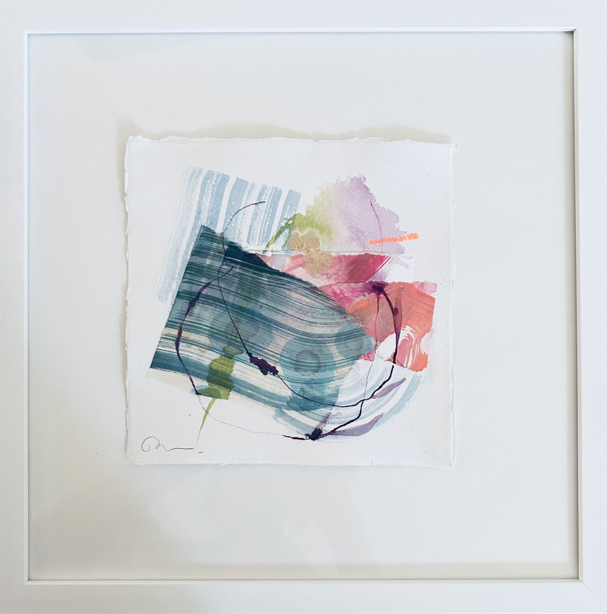 Abstract Collage By Ryoko Minamitani, 8 X 8", Conversation Series Mini 4, Original Artwork