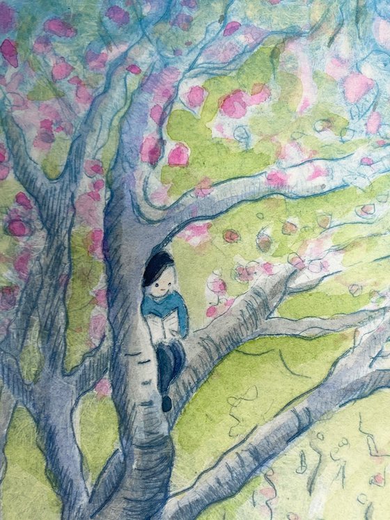 Reading in the Cherry Tree 4/10