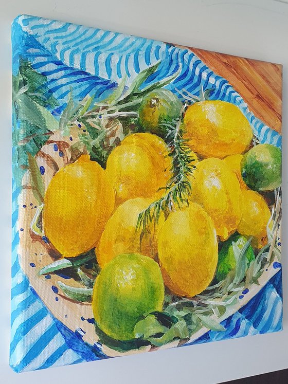 Yellow lemons still life