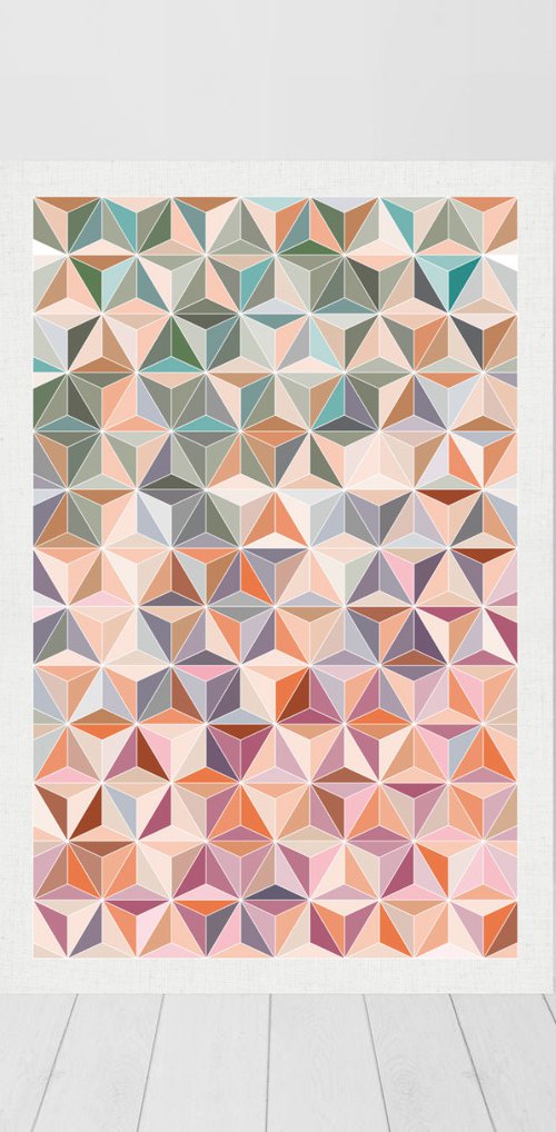 Geometric star cube print by Jennifer Bell