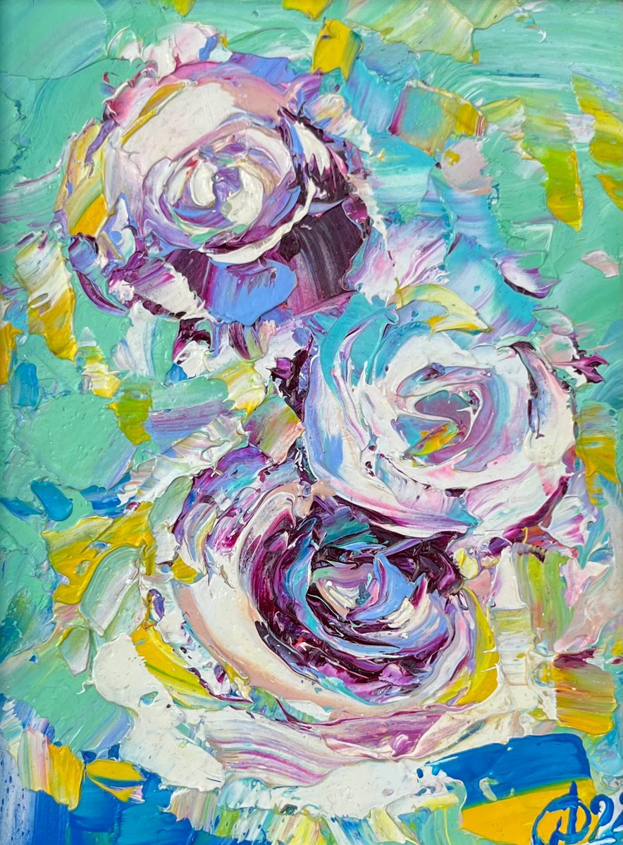 Abstract Botanical Oil Painting By Svitlana Andriichenko, 7 X 9", Chorismatic, Original Artwork