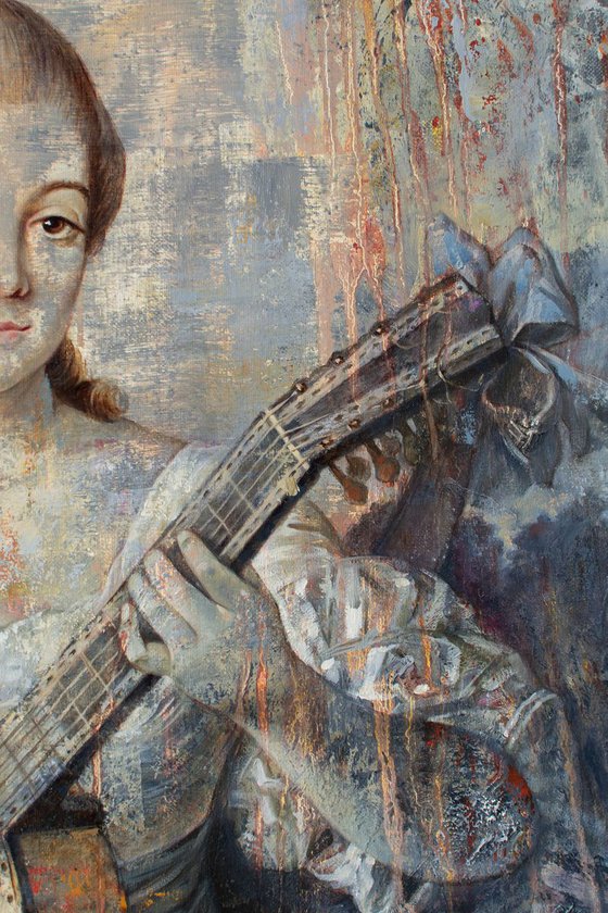 TENDER MELODY by Yaroslav Sobol (Beautiful Woman Portrait Guitar Summer Evening Music Home Decor Gift)