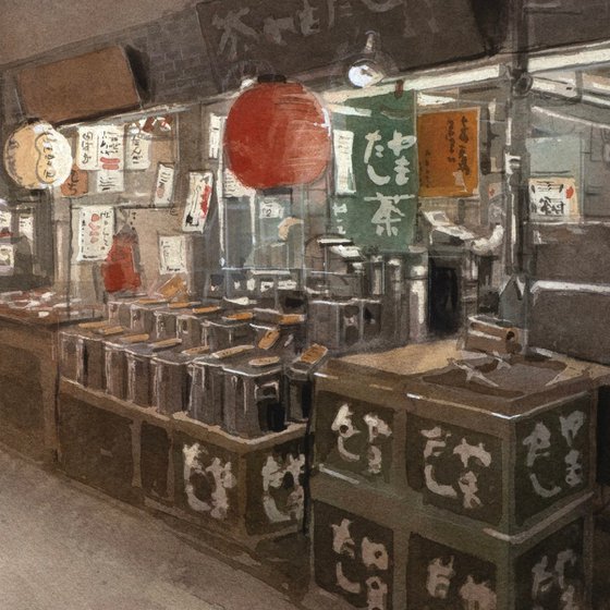Nostalgic Tea Shop in the Old Japanese Market
