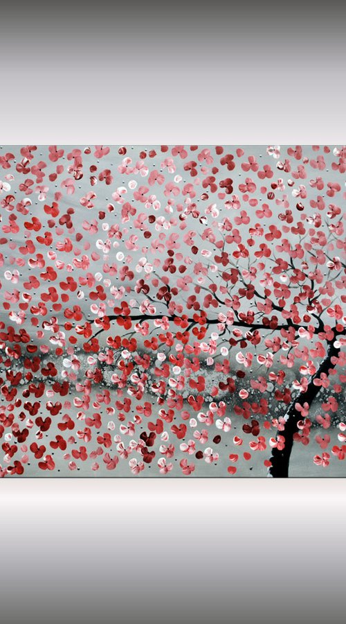 Blooming Tree - Supersize acrylic abstract painting cherry blossoms nature painting canvas wall art by Edelgard Schroer