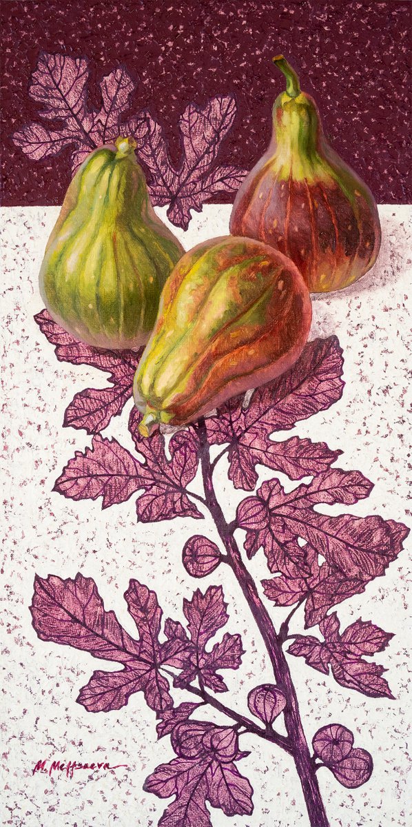 Still life Figs and fig branch by Mariia Meltsaeva