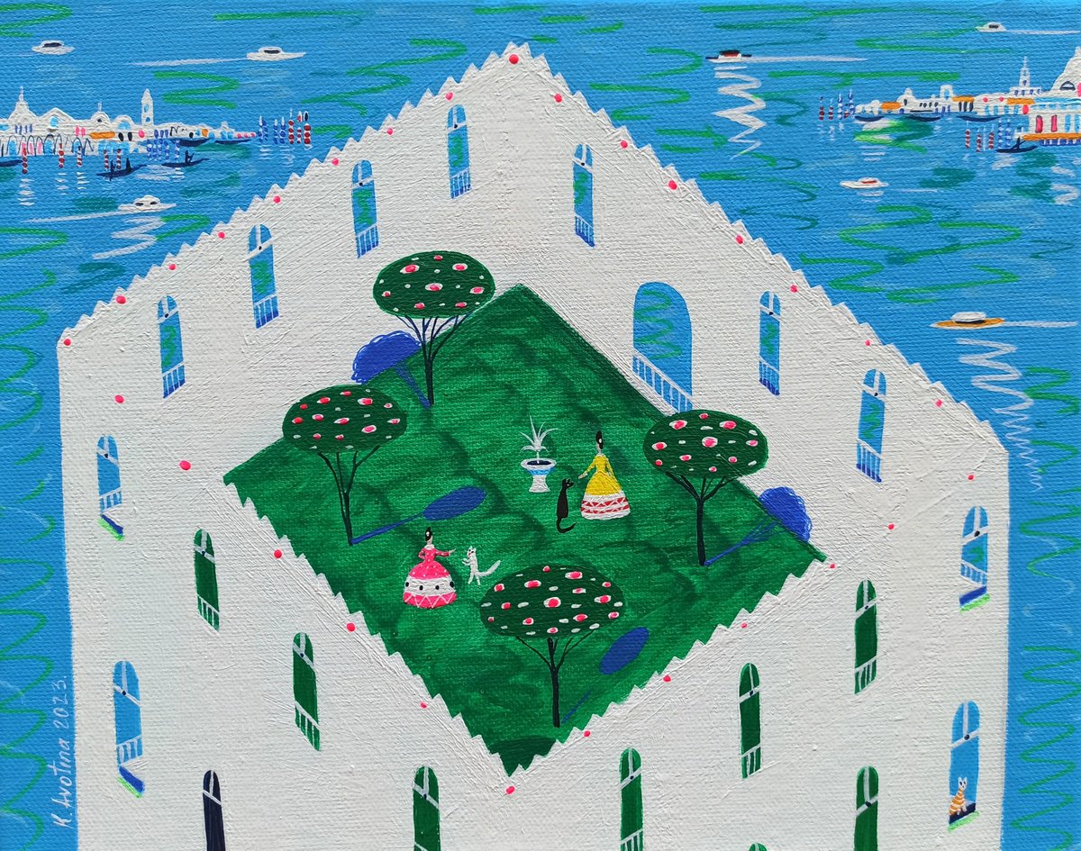 Impressionistic Landscape Acrylic Painting By Katrina Avotina, 12 X 10", The Secret Garden, Original Artwork