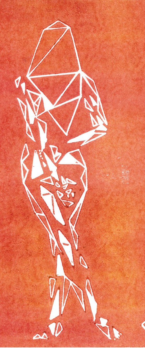 Small Triangles 3 orange - abstracted nude by Reimaennchen - Christian Reimann