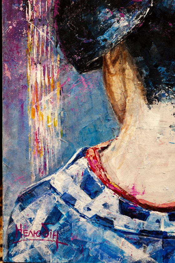 Woman in blue