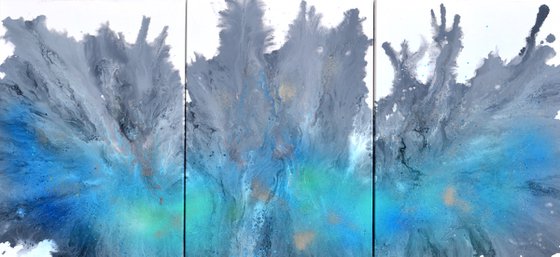 Astral Love XIX 150x70cm, Fluid Art Painting Large Abstract XXL Peaceful Artwork Neutral Colours Painting