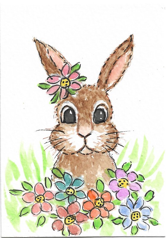 Bunny with Flowers