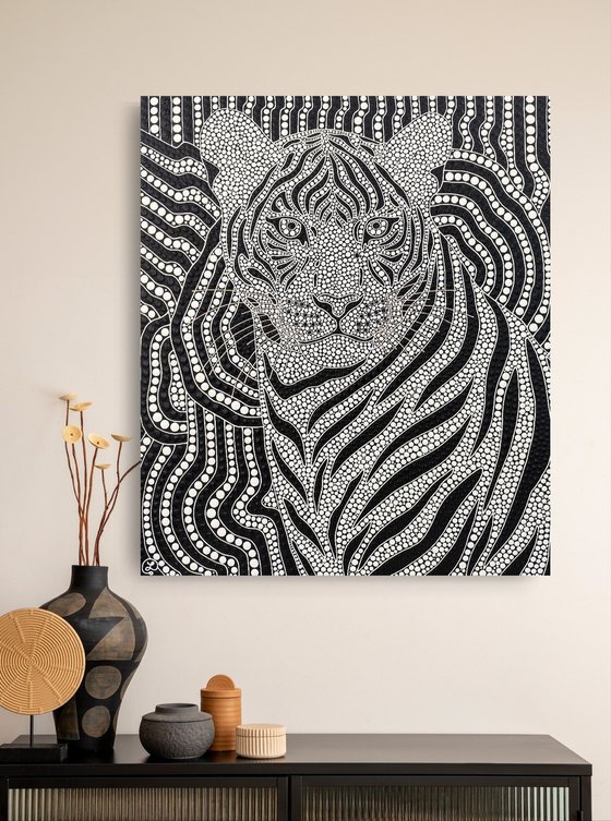 Hypnotic Black and White Tiger