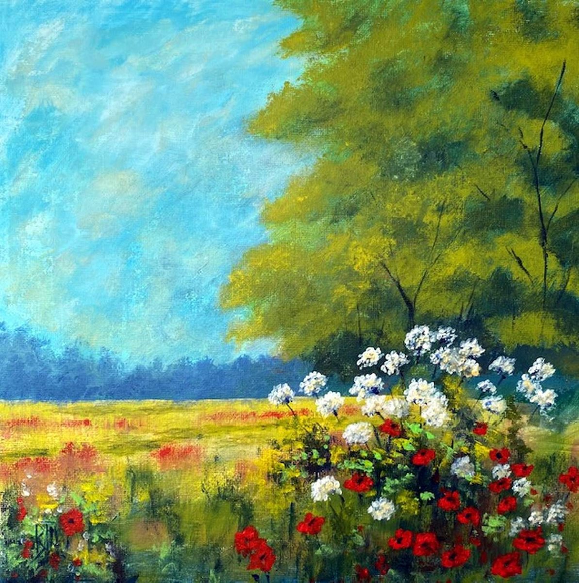 POPPIES AND COW PARSLEY by BARBARA  HARLOW