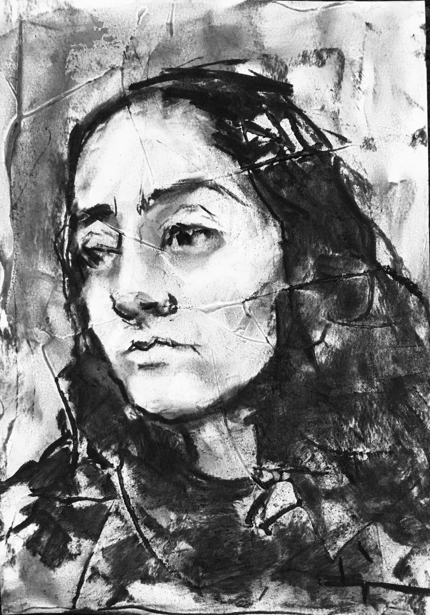 Expressive Charcoal Drawing , Forty Four By Dominique Deve, 8 X 11, Artwork For Sale On Artfinder