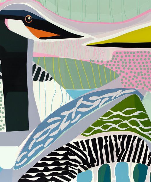Geometric abstraction with birds #7 by V+V Kniazievi