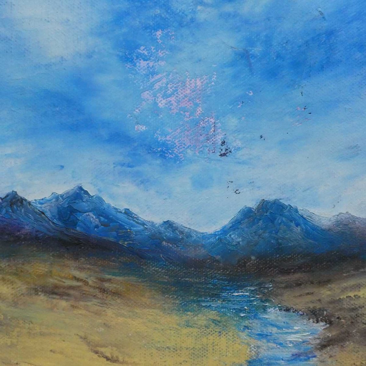 Impressionistic Landscape Oil Painting By Oconnart, 10 X 10", Towards The Peaks, Original Artwork