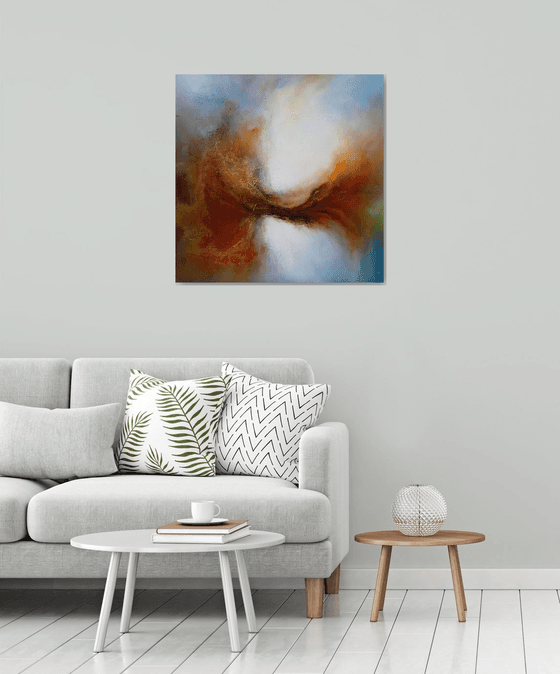 SURGE OF LIFE (Large deeply textured oil painting (80cms X 80cms)