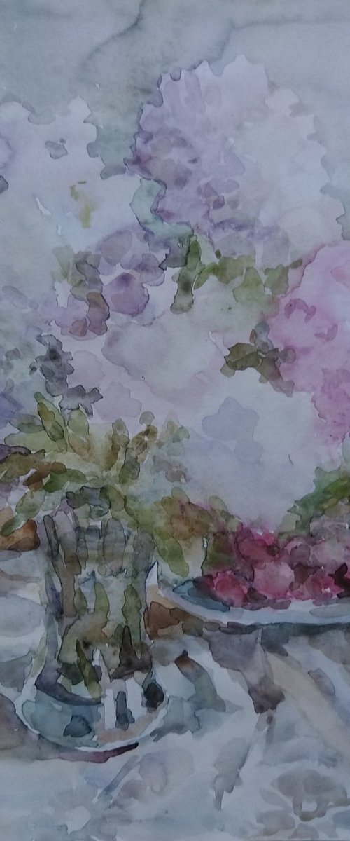 Phloxes.Original watercolour painting 2021. by Elena Klyan