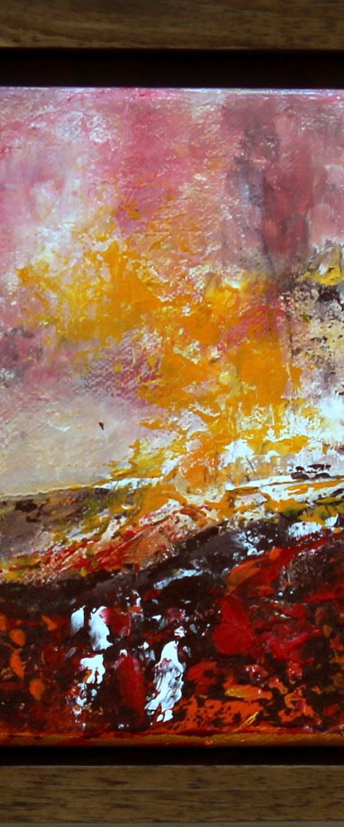 Fire Within - Framed original abstract landscape by Cecilia Frigati