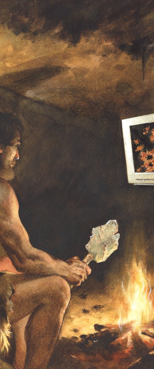 Prehistoric man watch TV by REME Jr.