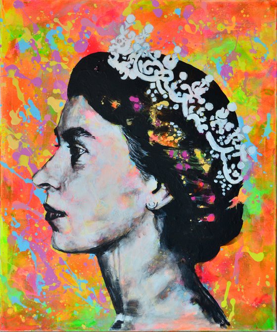 Queen Elizabeth II- neon pop