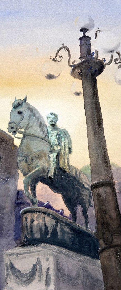 Monument to Duke - original watercolor painting by Nenad Kojić by Nenad Kojić watercolorist