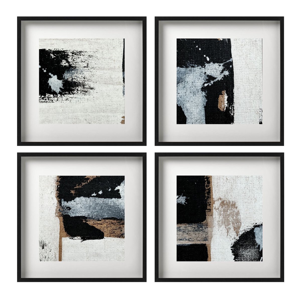 Abstraction No. 1421 black and white - set of 4 by Anita Kaufmann