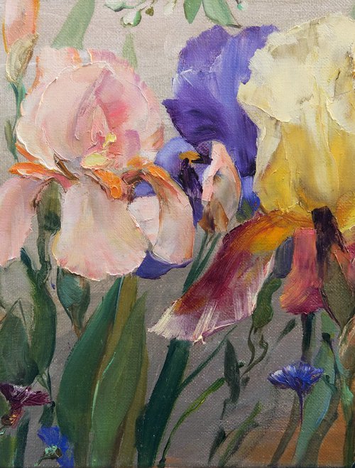 Irises and silver by Helen Shukina