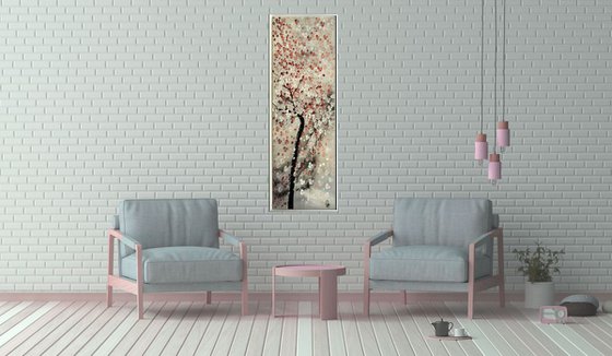 Hundred Wishes  acrylic abstract painting cherry blossoms nature painting framed canvas wall art