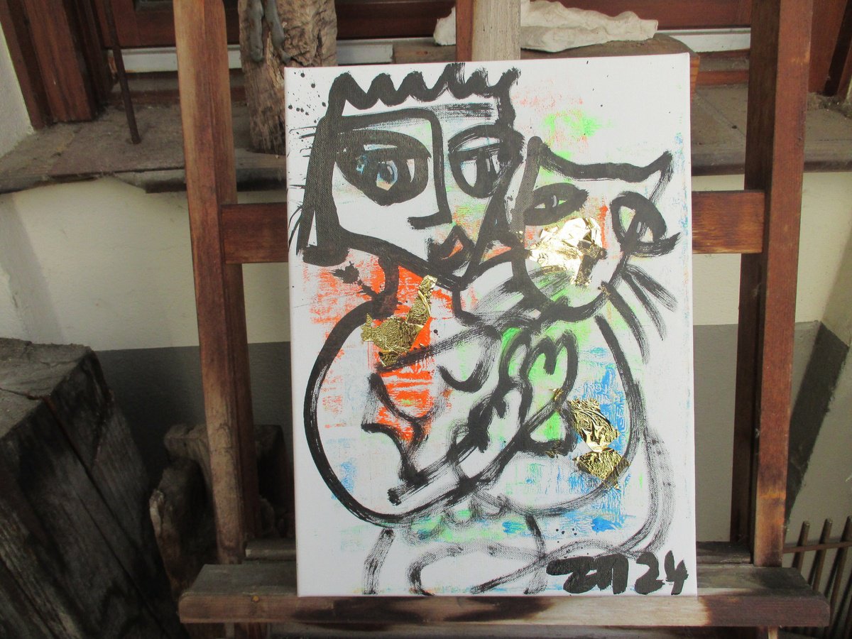 Expressive Portrait Acrylic Painting By Sonja Zeltner-Muller, 12 X 16", Expressive Princess 11,8 X 15,7 Inch, Original Artwork