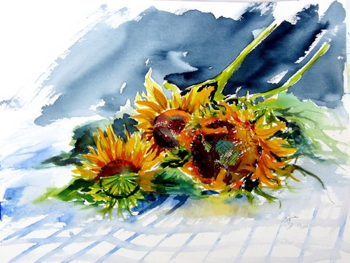 Sunflowers on the table by Kovács Anna Brigitta