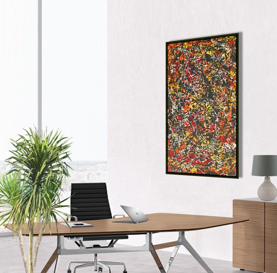 CONVEERGENCE 13, Pollock style, Framed