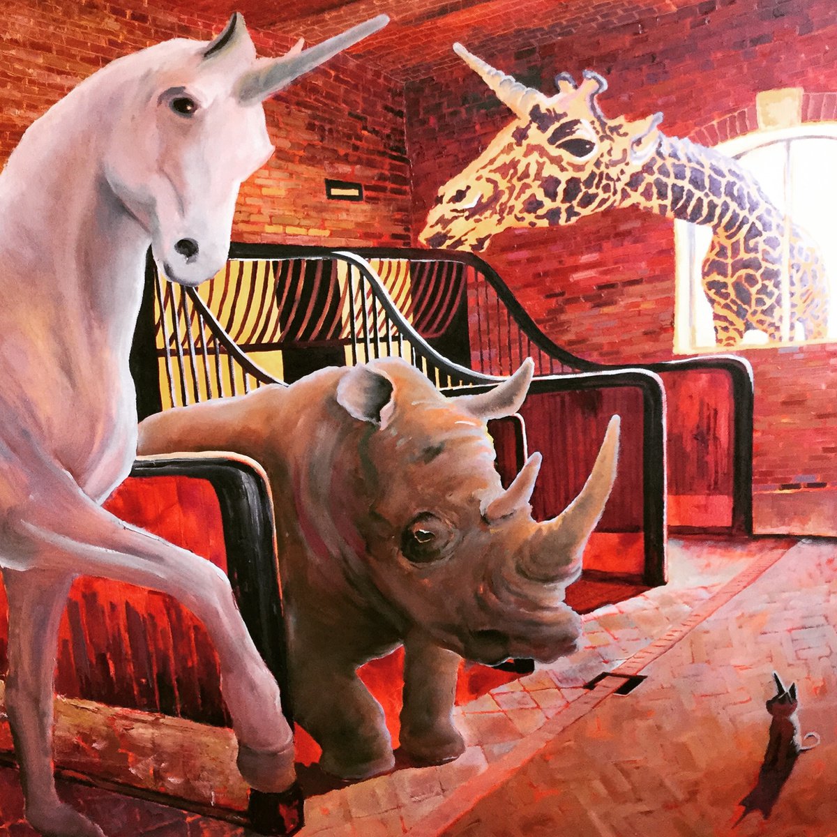 Photorealistic Animal Oil Painting By Dominic Virtosu, 47 X 47, We Are All Unicorns, Original Artwork
