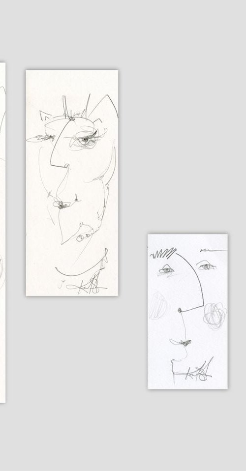 Doodle Face Drawings - Set of 4 - illustrations by Kathy Morton Stanion by Kathy Morton Stanion