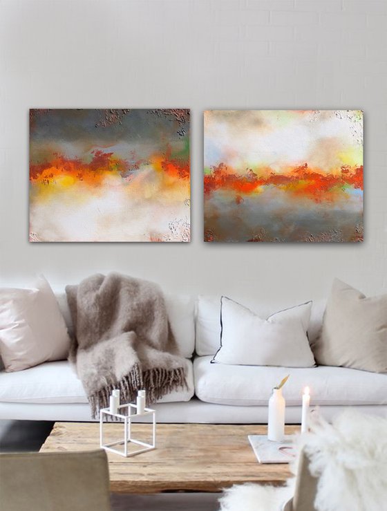 sunrise and setting (2 artworks 50 x 60 cm each) Dee Brown Artworks