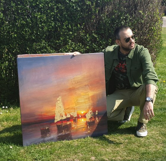 " Harbor of destroyed dreams - Delusions In A Golden Fleece " W 80 x H 80 cm