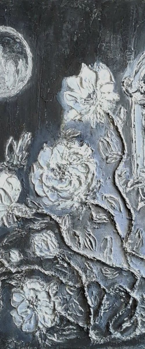 Moon. Lantern. White Roses. by Xana Moon