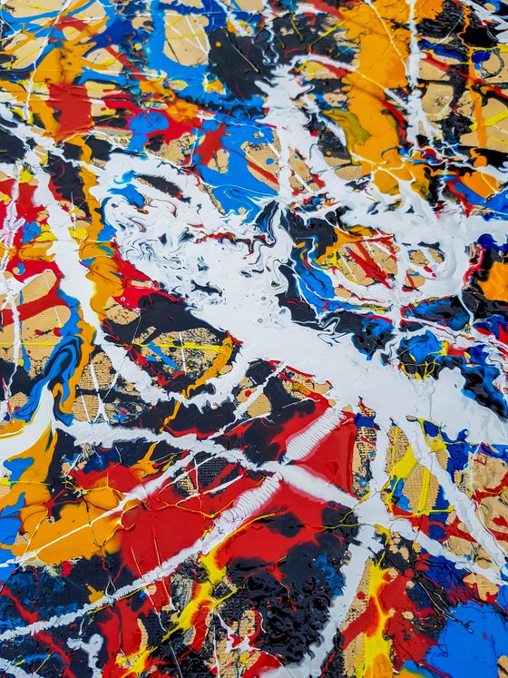 Tempus N-1 - (W)150x(H)150 cm. Style of JACKSON POLLOCK. Abstract Expressionism Painting