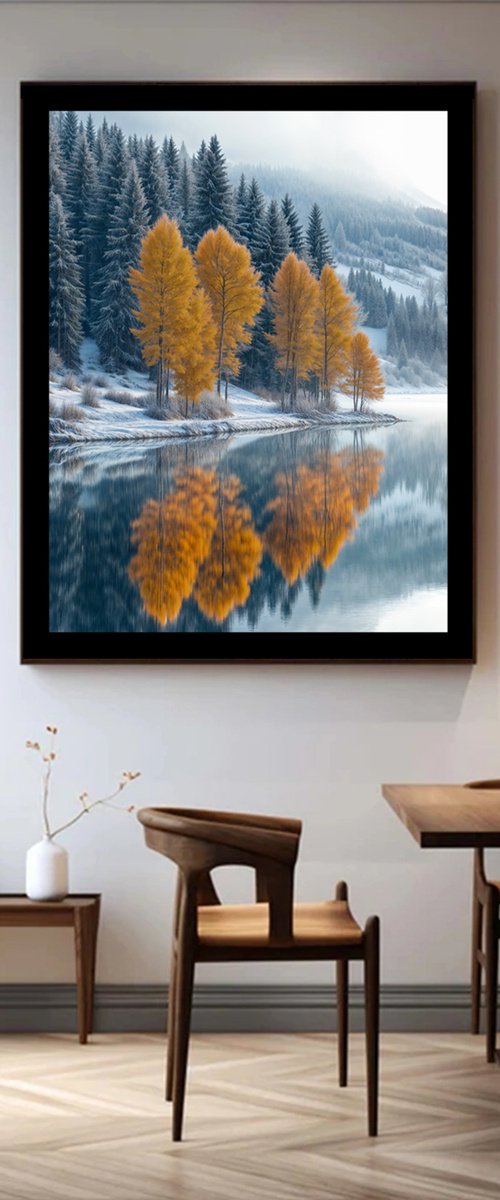 Winter Trees Reflection 1 by MICHAEL FILONOW