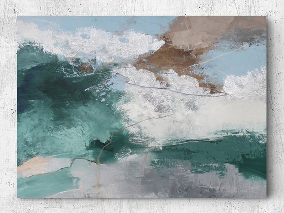 "Greenland 2" Green blue abstract acrylic art