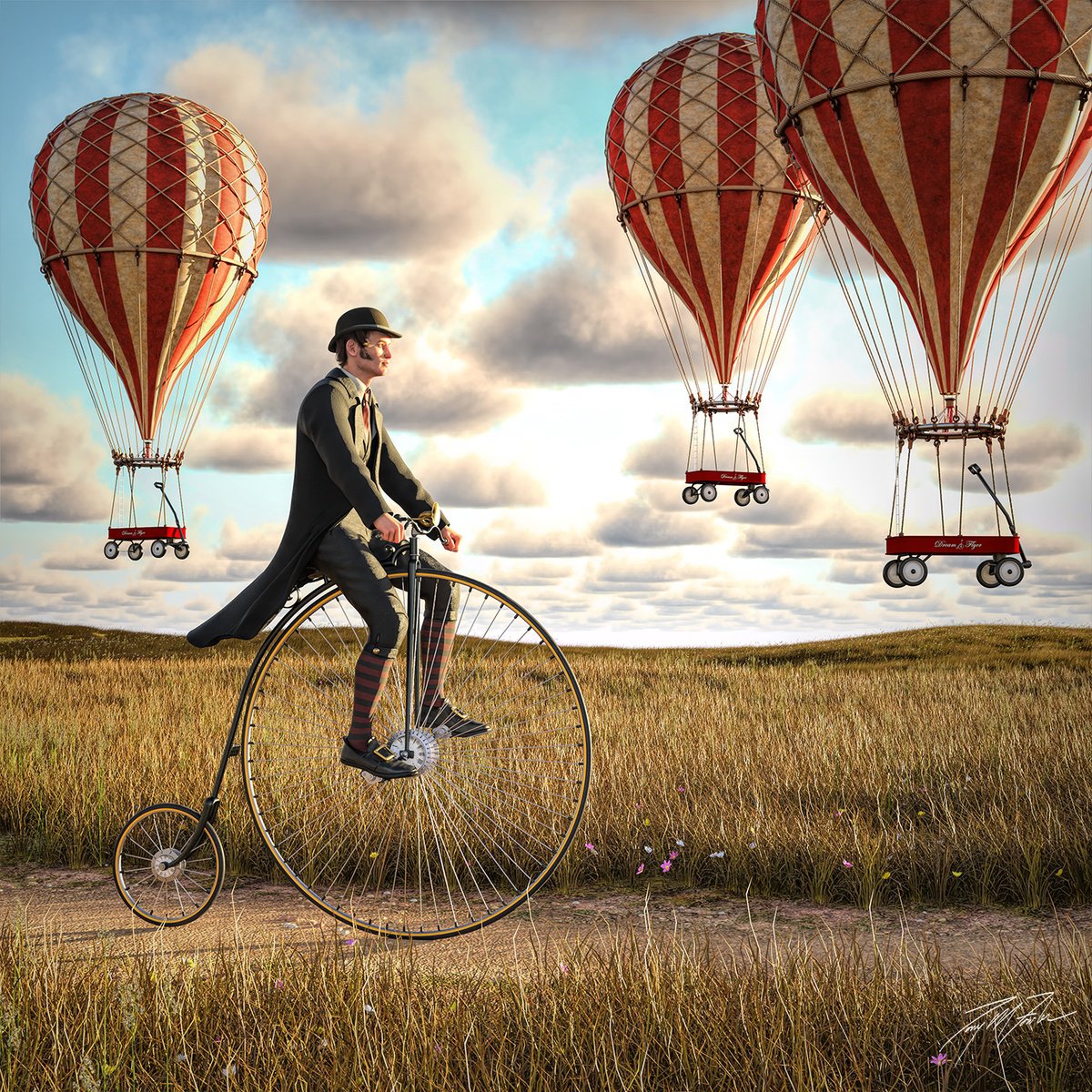 Surrealistic Giclee Print , Dream Flyers Ii By Tony Fowler, 29 X 29, Artwork For Sale On Artfinder