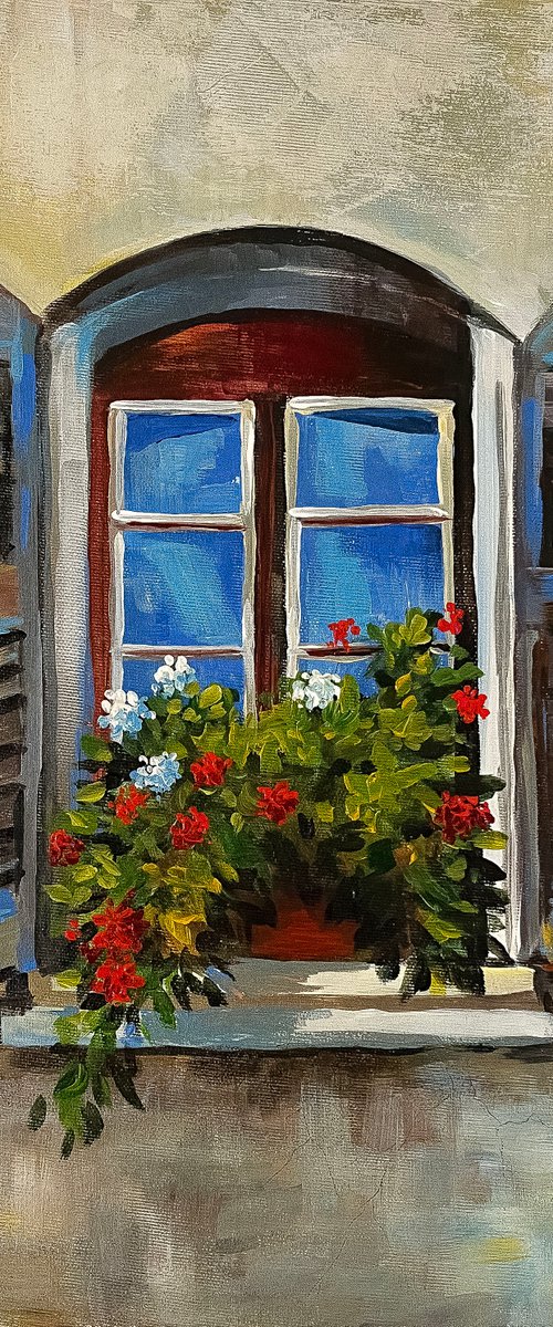 Geranium on the window by Maria Kireev