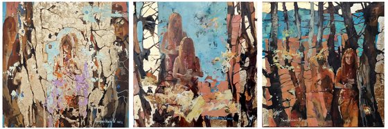 Immortelle Flowers. triptych