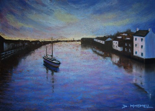 Evening Blue, Whitby (Framed, ready to hang) by Denise Mitchell