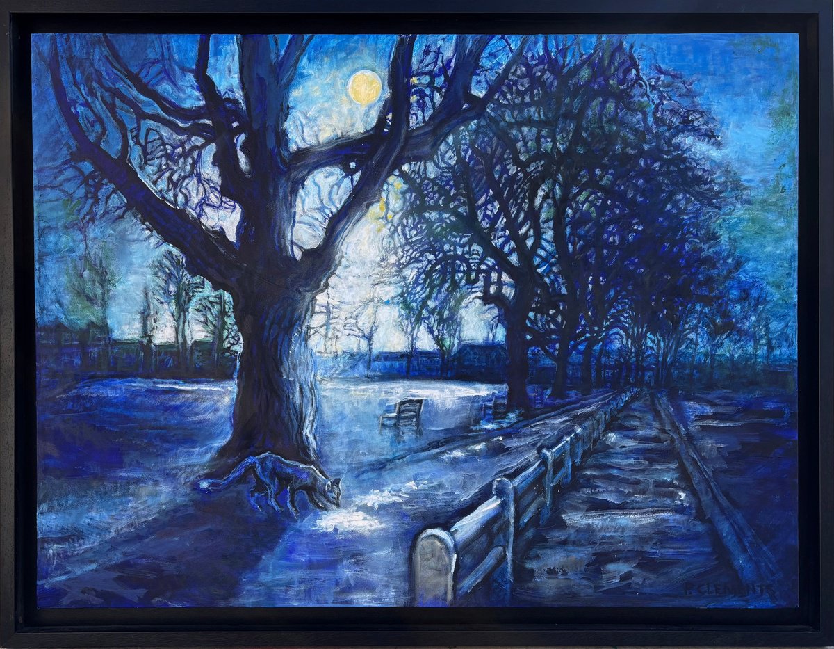 Fox At Christmas On Twickenham Green By Patricia Clements, 44 X 34, Artwork For Sale On Artfinder